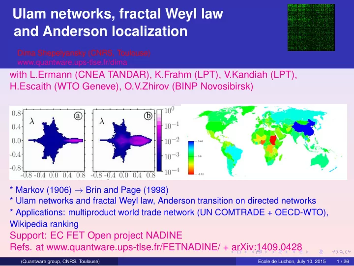 ulam networks fractal weyl law and anderson localization
