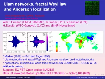 Ulam networks, fractal Weyl law  and Anderson localization  Dima Shepelyansky (CNRS, Toulouse)