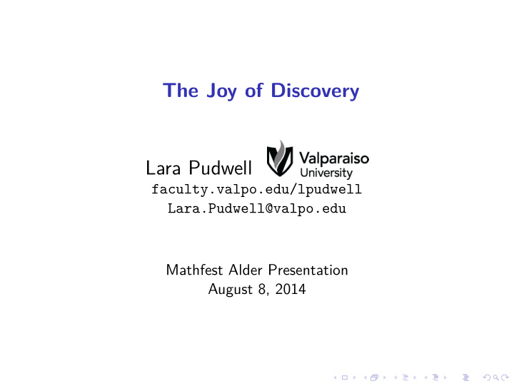 the joy of discovery lara pudwell