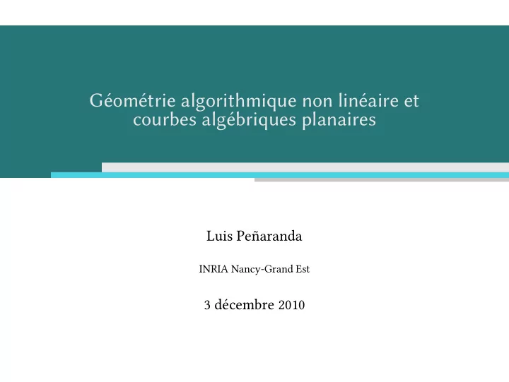 g om trie algorithmique non lin aire et courbes alg