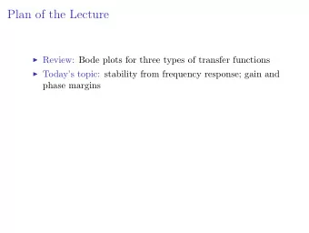 Plan of the Lecture  Review: Bode plots for three types of transfer functions  Todays