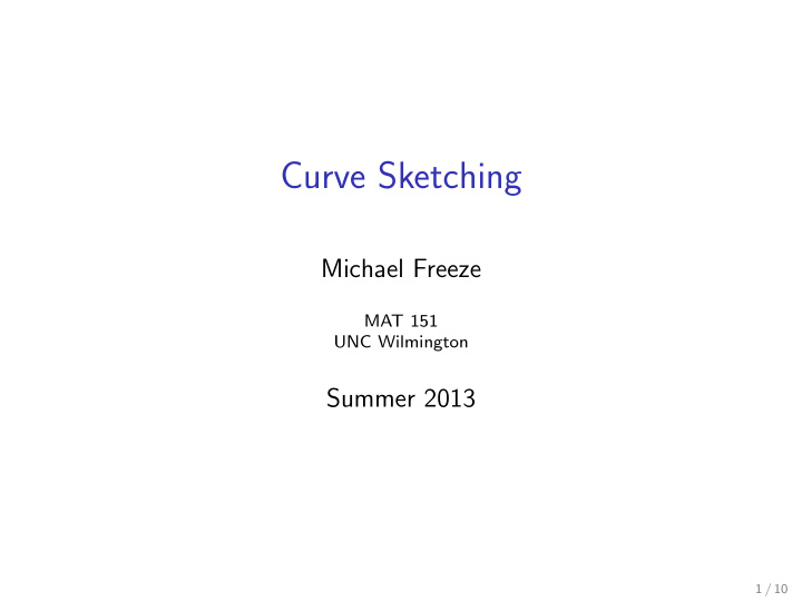 curve sketching