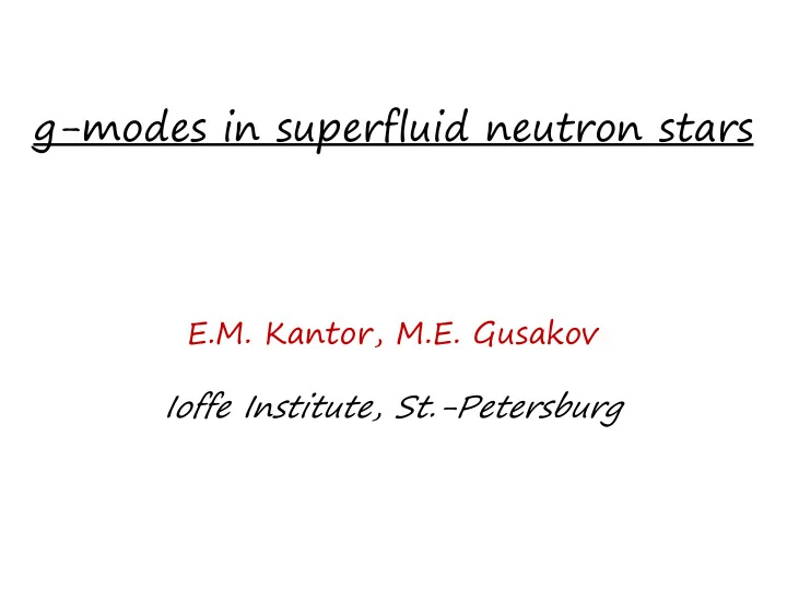 g modes in superfluid neutron stars