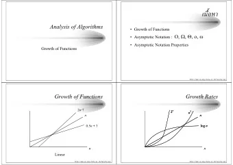 Analysis of Algorithms   Growth of Functions  Asymptotic Notation : ,