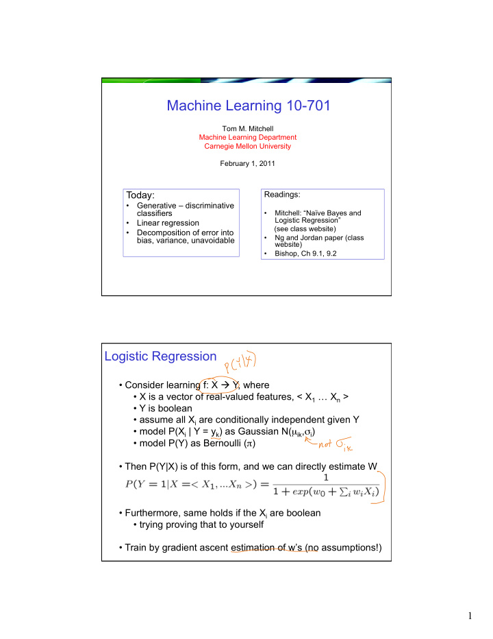 machine learning 10 701