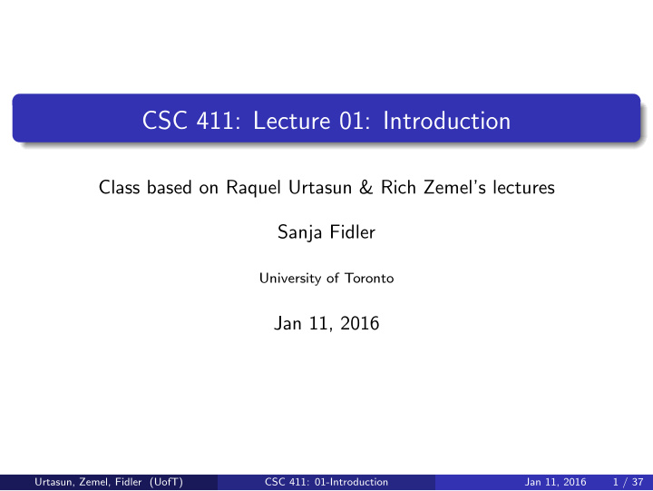 csc 411 lecture 01 introduction