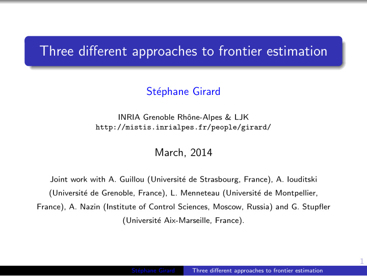 three different approaches to frontier estimation