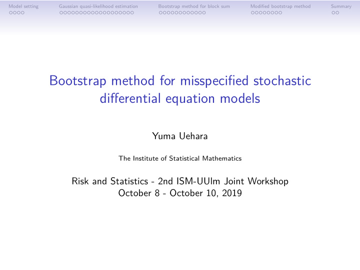 bootstrap method for misspecified stochastic differential
