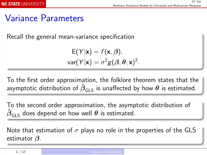 variance parameters