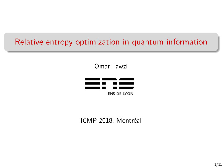 relative entropy optimization in quantum information