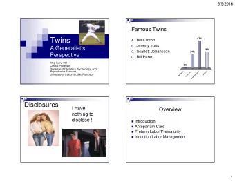 Twins  47% A. Bill Clinton B. Jeremy Irons  A Generalists  28% C. Scarlett Johansson  24%