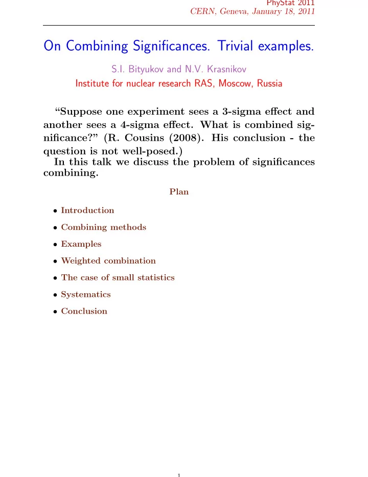 on combining significances trivial examples