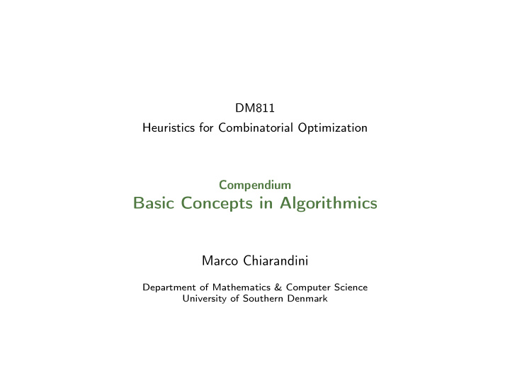 basic concepts in algorithmics