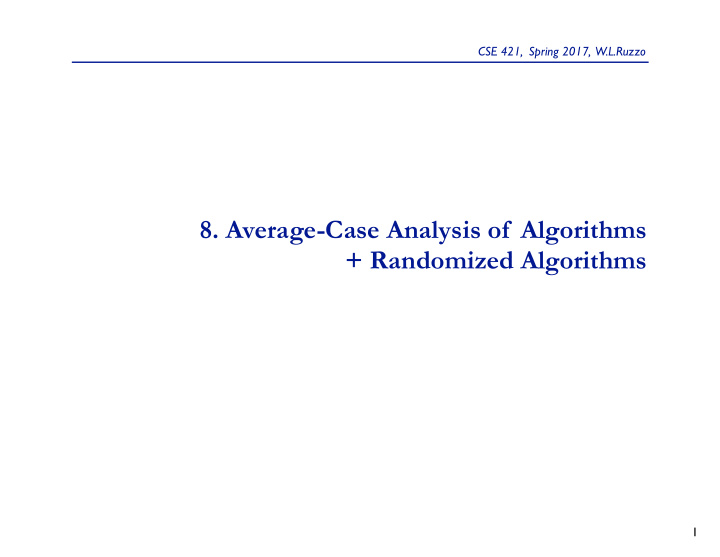 8 average case analysis of algorithms randomized