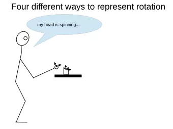 Four different ways to represent rotation  my head is spinning...  The space of rotations  {  }  (