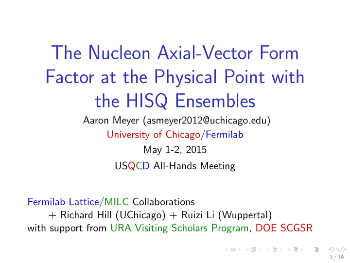 the nucleon axial vector form factor at the physical