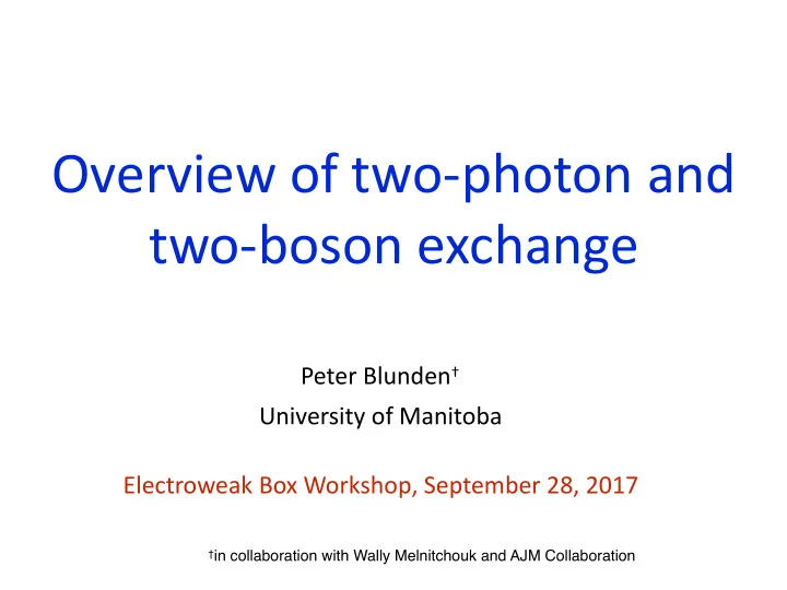 overview of two photon and two boson exchange