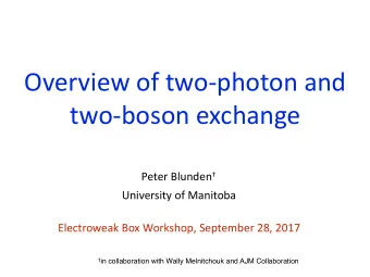 Overview of two-photon and  two-boson exchange Peter Blunden   University of Manitoba