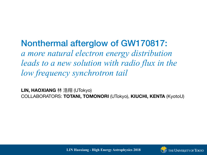 nonthermal afterglow of gw170817 a more natural electron