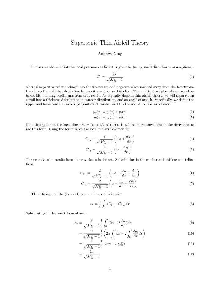 supersonic thin airfoil theory
