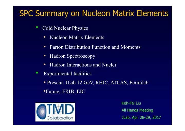 spc summary on nucleon matrix elements