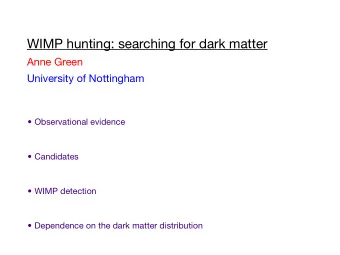 WIMP hunting: searching for dark matter  Anne Green  University of Nottingham   Observational