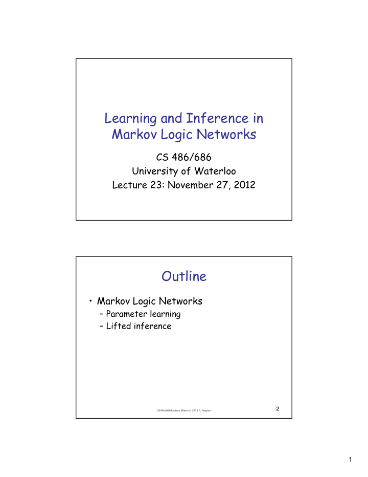 learning and inference in markov logic networks