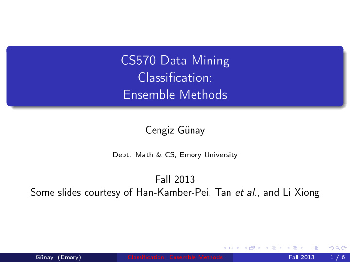 cs570 data mining classification ensemble methods