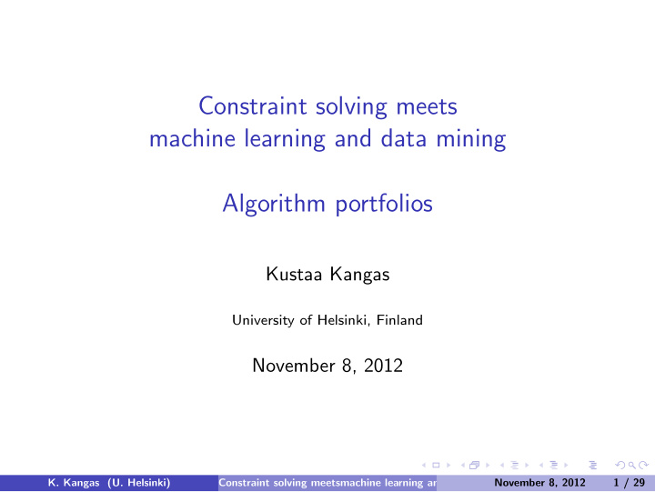 constraint solving meets machine learning and data mining