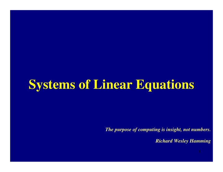 systems of linear equations