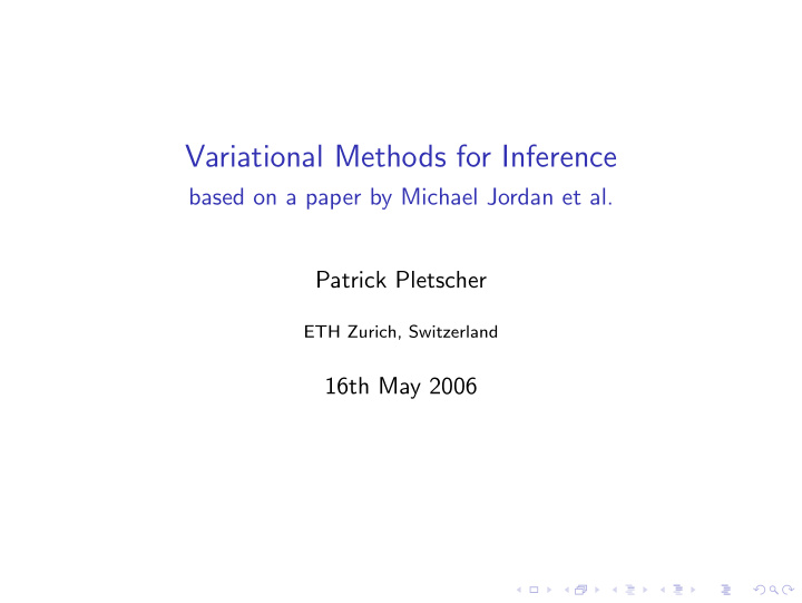 variational methods for inference