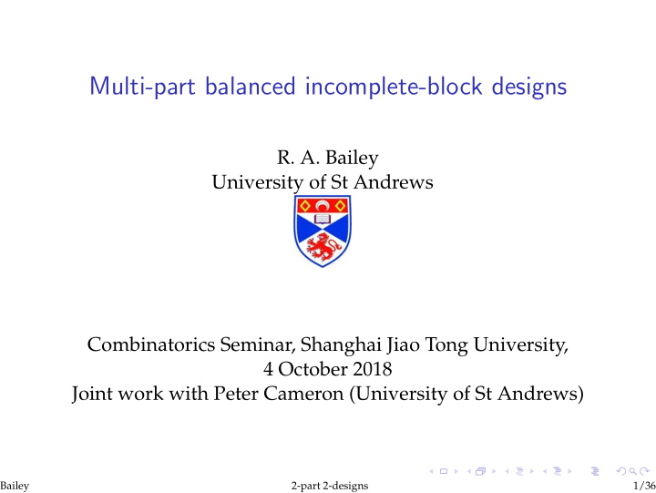 multi part balanced incomplete block designs
