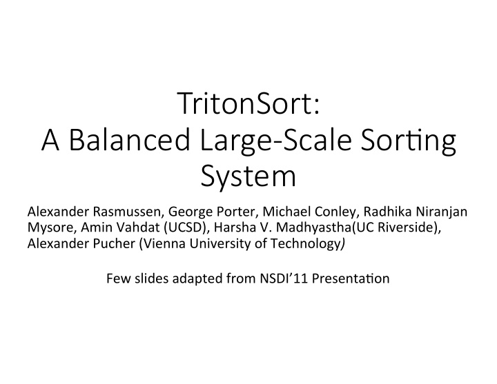 tritonsort a balanced large scale sor4ng system