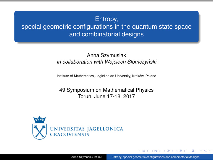entropy special geometric configurations in the quantum