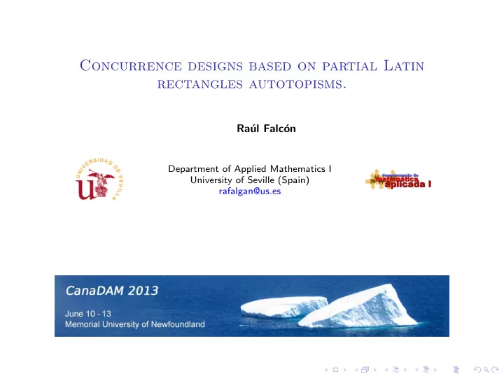 concurrence designs based on partial latin rectangles