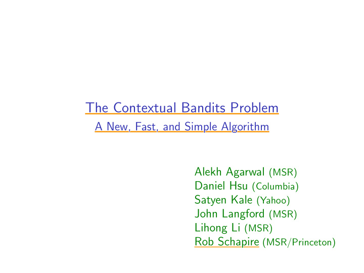 the contextual bandits problem the contextual bandits