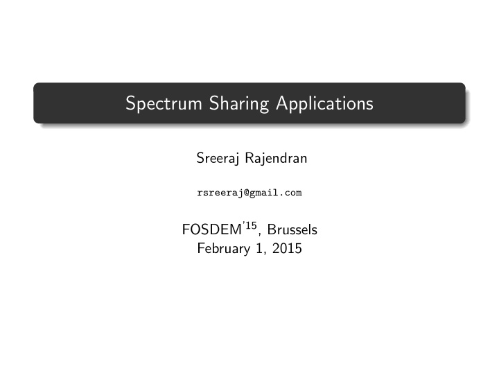 spectrum sharing applications