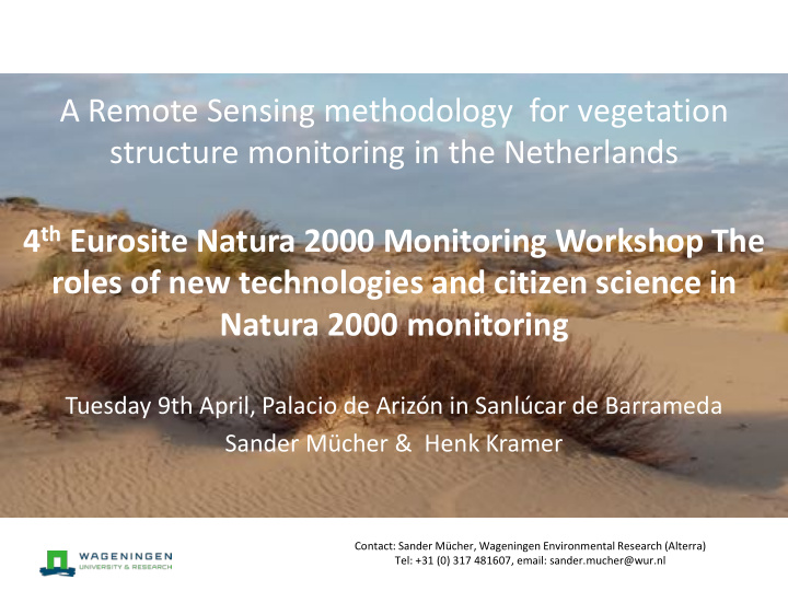 a remote sensing methodology for vegetation structure