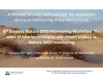 A Remote Sensing methodology for vegetation  structure monitoring in the Netherlands 4 th Eurosite