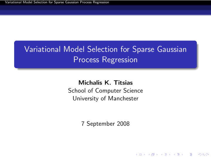 variational model selection for sparse gaussian process