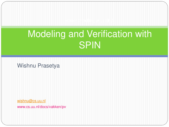 modeling and verification with
