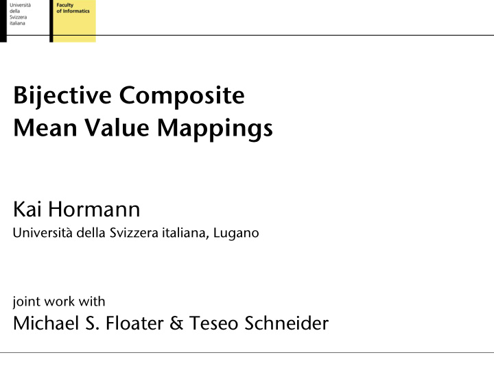 bijective composite mean value mappings