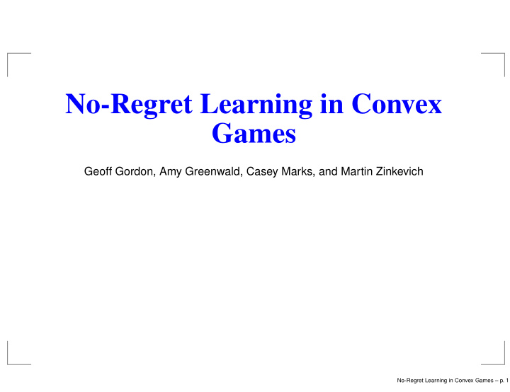 no regret learning in convex games