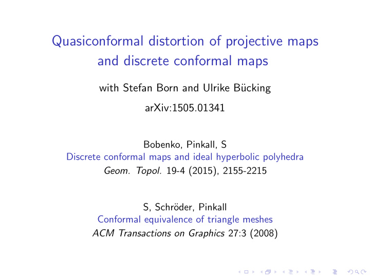 quasiconformal distortion of projective maps and discrete