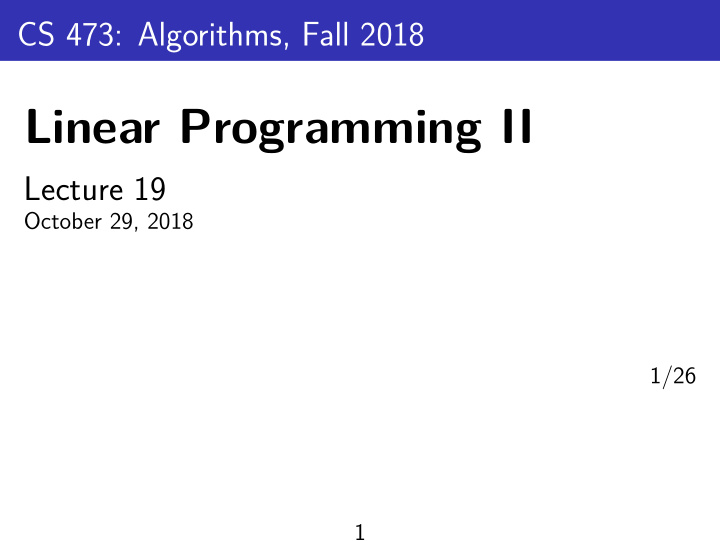 linear programming ii