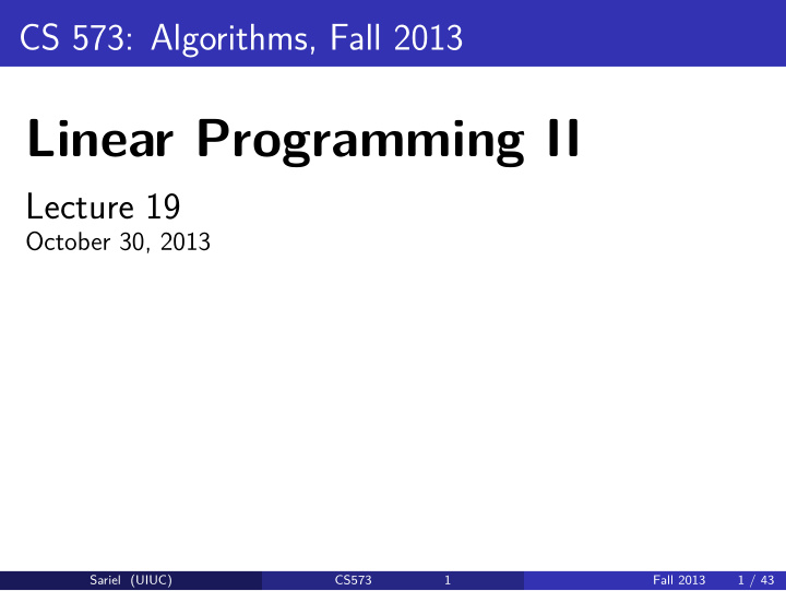 linear programming ii