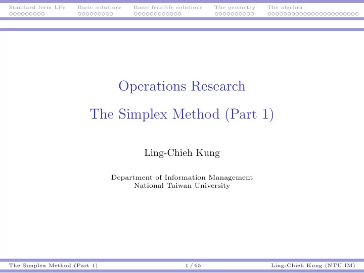 operations research the simplex method part 1