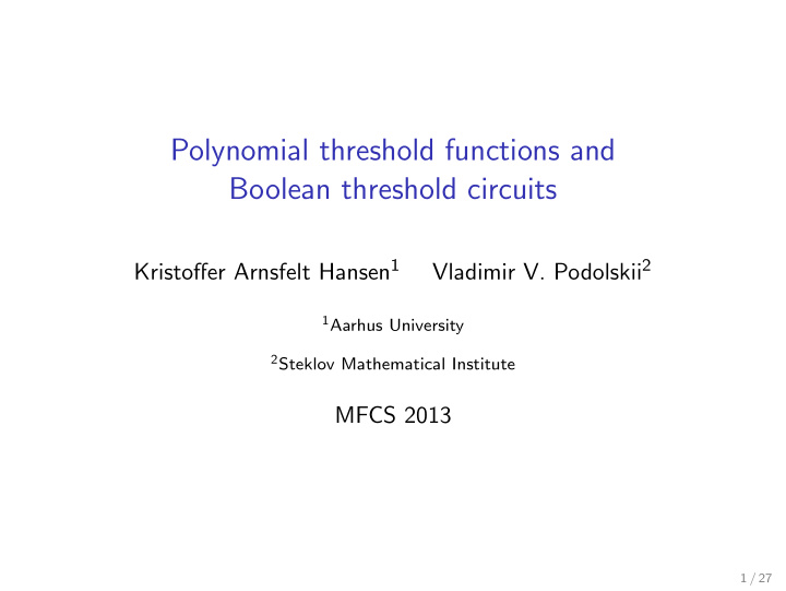 polynomial threshold functions and boolean threshold