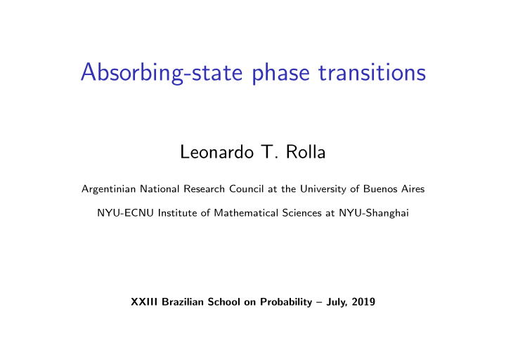 absorbing state phase transitions