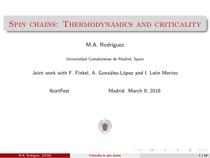 spin chains thermodynamics and criticality